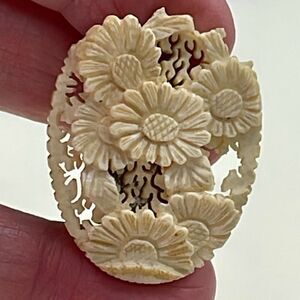 Vintage hand carved Chinese dress clip.